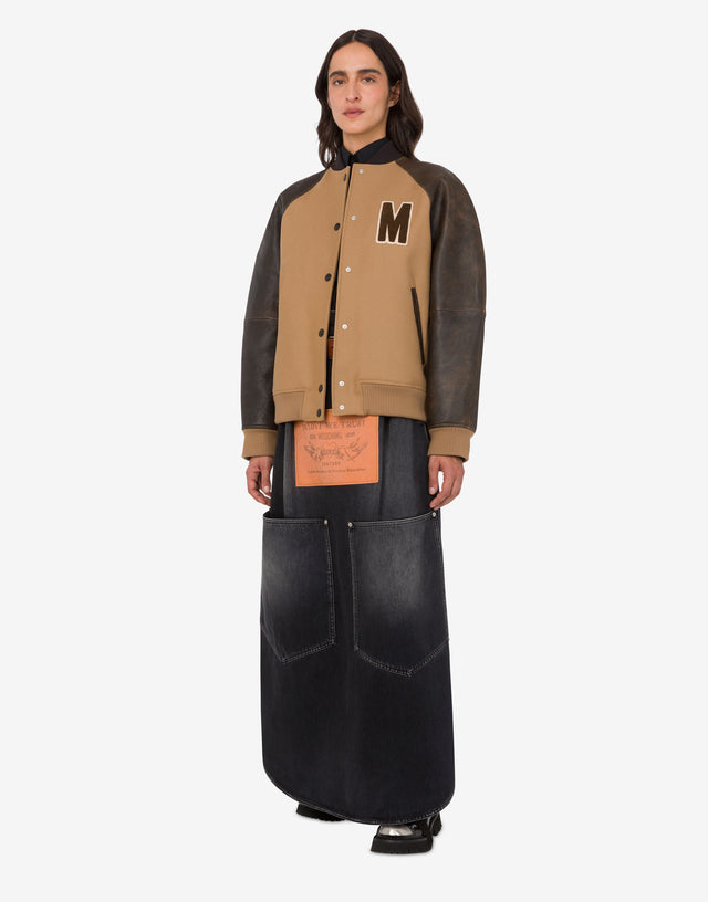 Wool cloth bomber jacket Brown Moschino 1