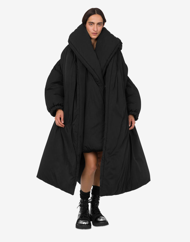 Oversized down jacket in technical fabric Black Moschino 1