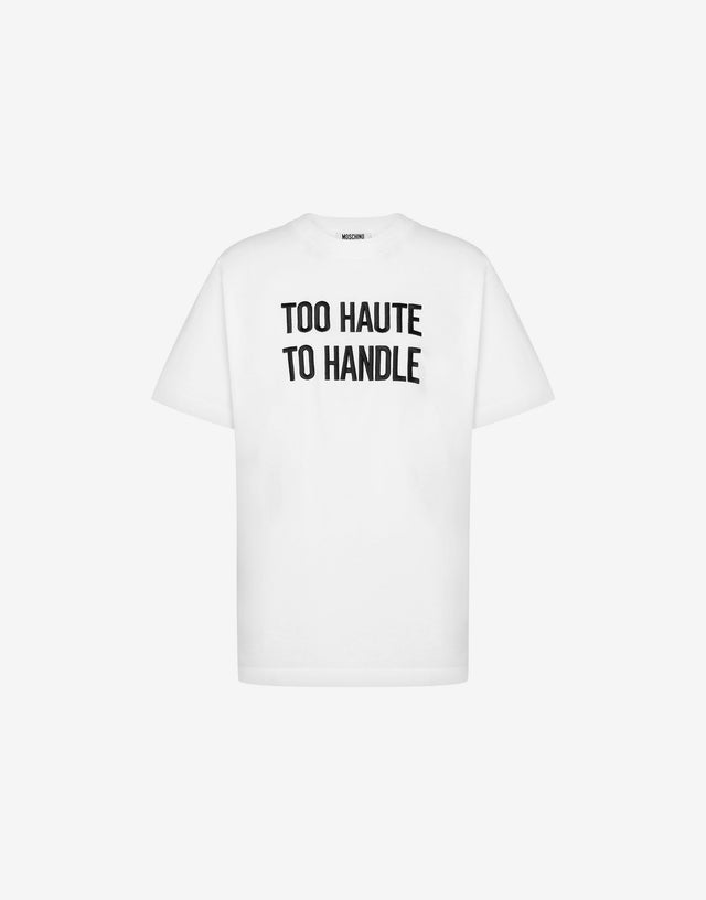 T-shirt in jersey di cotone organico ricamata Bianco Moschino 0