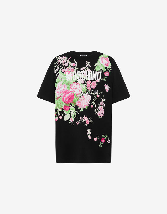 T-shirt in cotone pesante stampata Nero Moschino 0