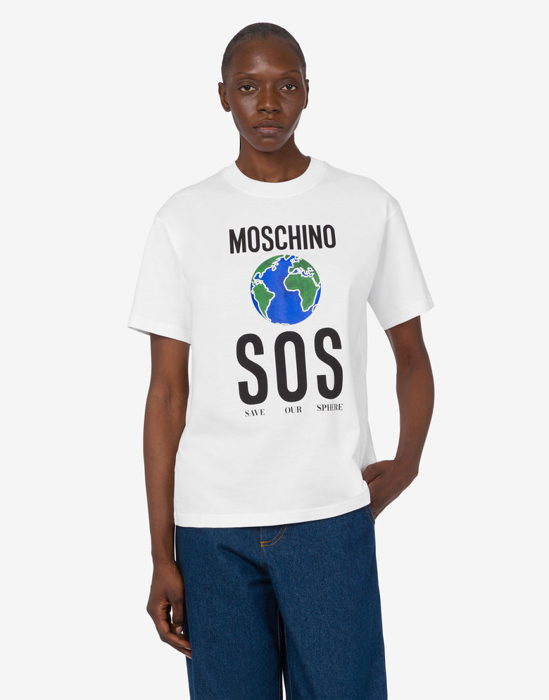 印花有机棉针织 T 恤 白色 Moschino 2