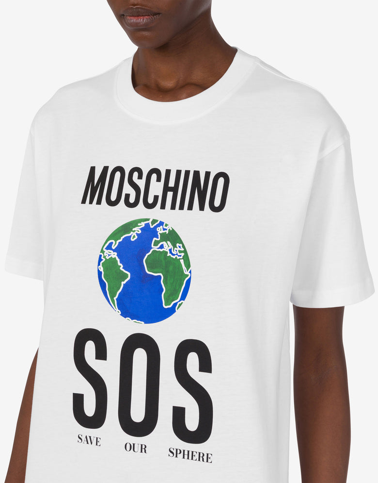 印花有机棉针织 T 恤 白色 Moschino 4