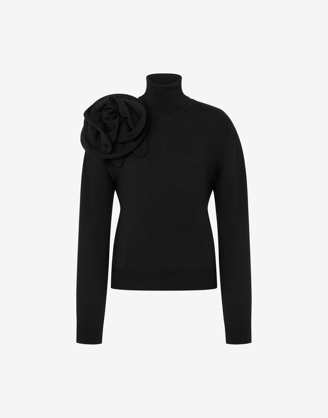 Merino wool turtleneck sweater Black Moschino 0