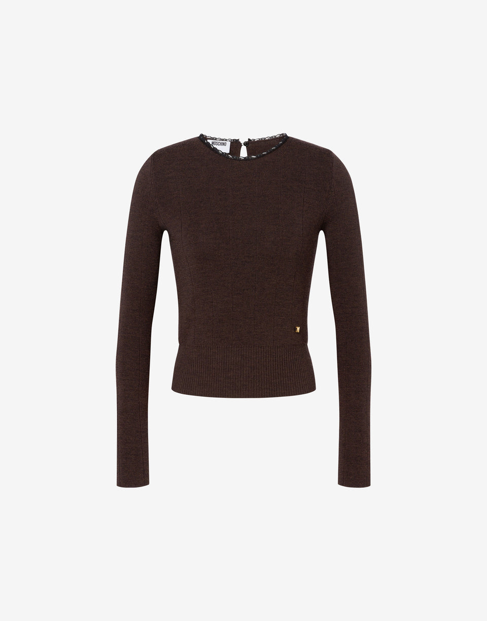 Pull en laine mérinos Marrón oscuro Moschino 0