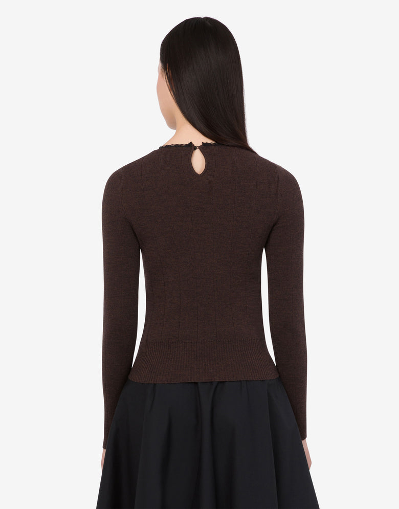 Pull en laine mérinos Marrón oscuro Moschino 3
