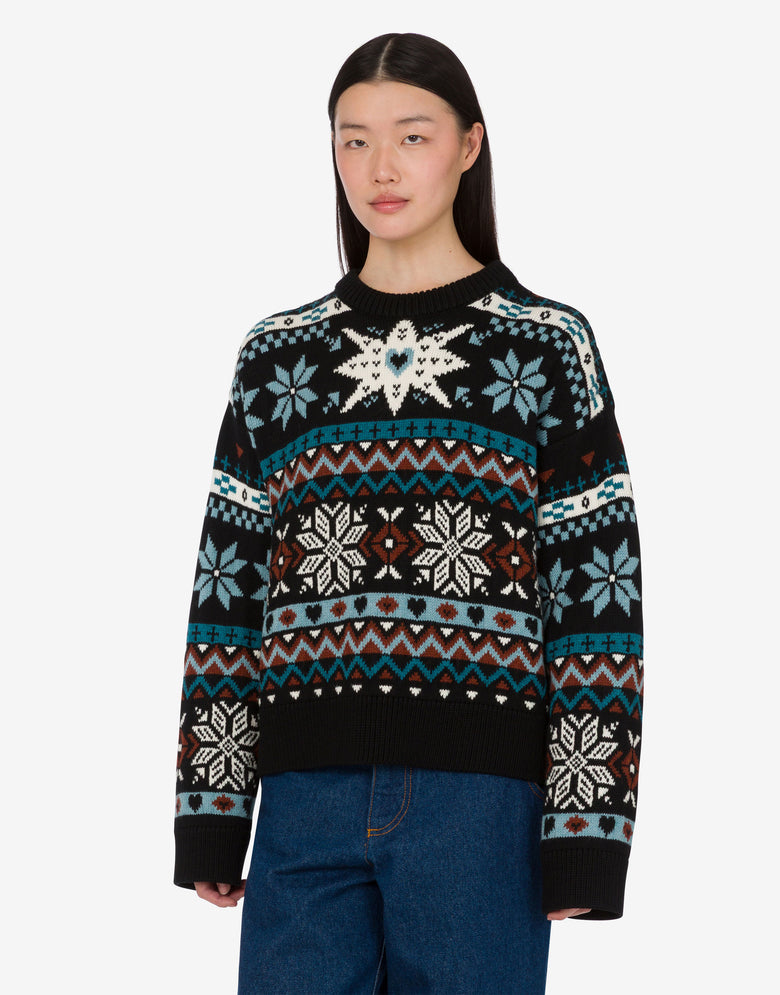 美丽诺羊毛套头衫 黑色 Moschino 2