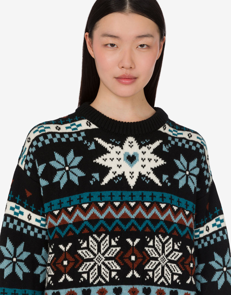 美丽诺羊毛套头衫 黑色 Moschino 4