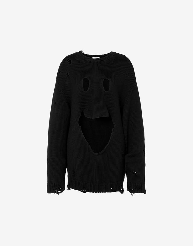 Oversized pullover in carved wool Black Moschino 0