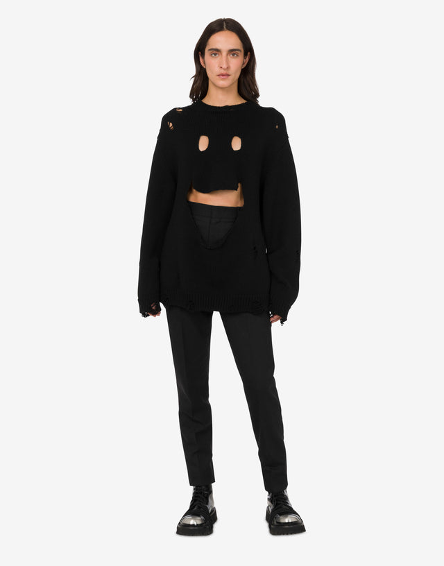Oversized pullover in carved wool Black Moschino 1