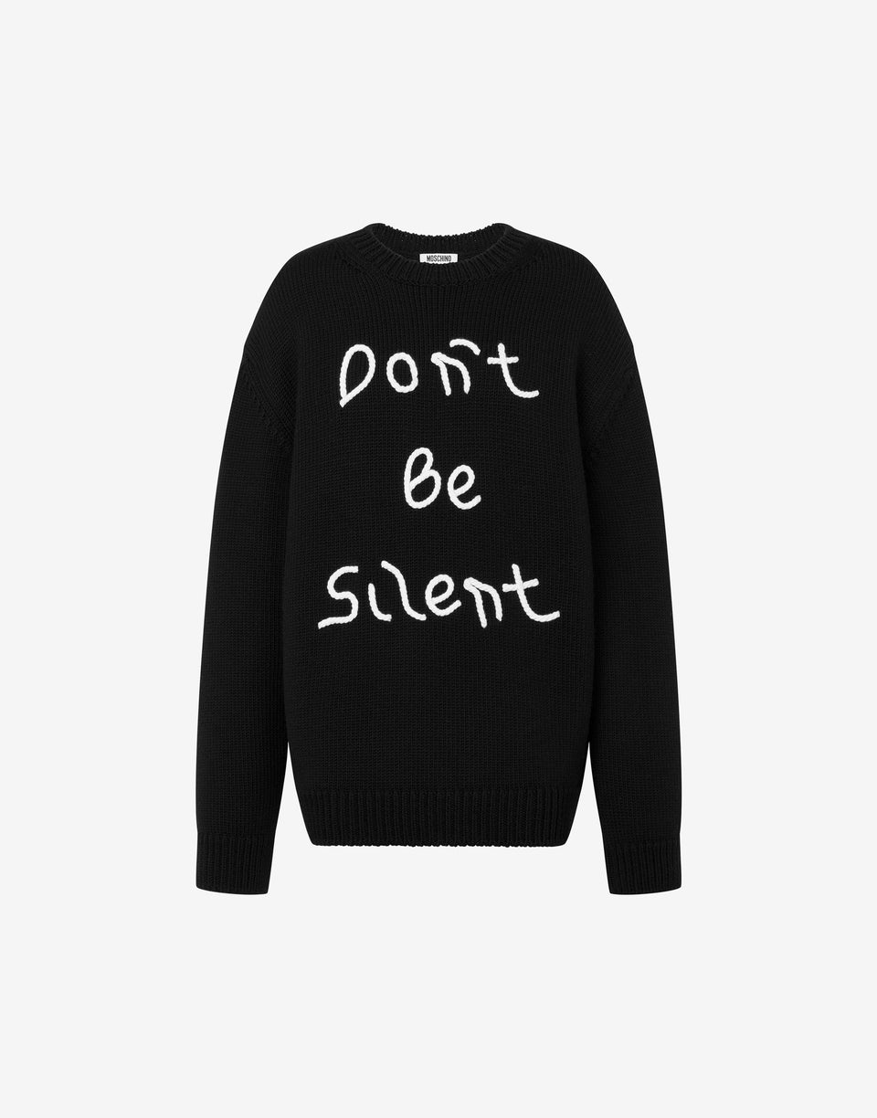 Pullover in lana merino ricamato Nero Moschino 0