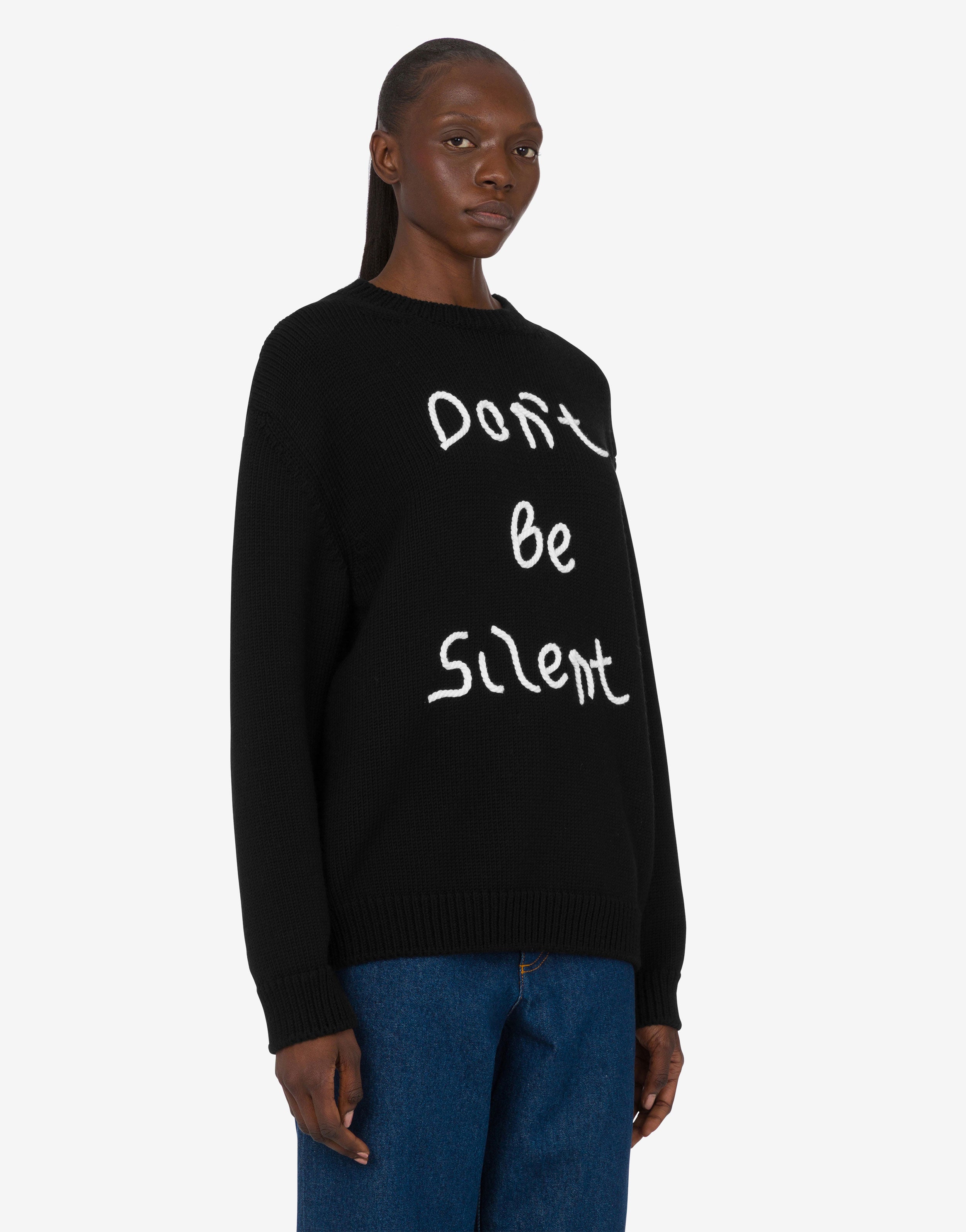 気まぐれsale!!美品【BOUTIQUE MOSCHINO】パール付き黒ニット Oversized pullover in carved wool | Moschino