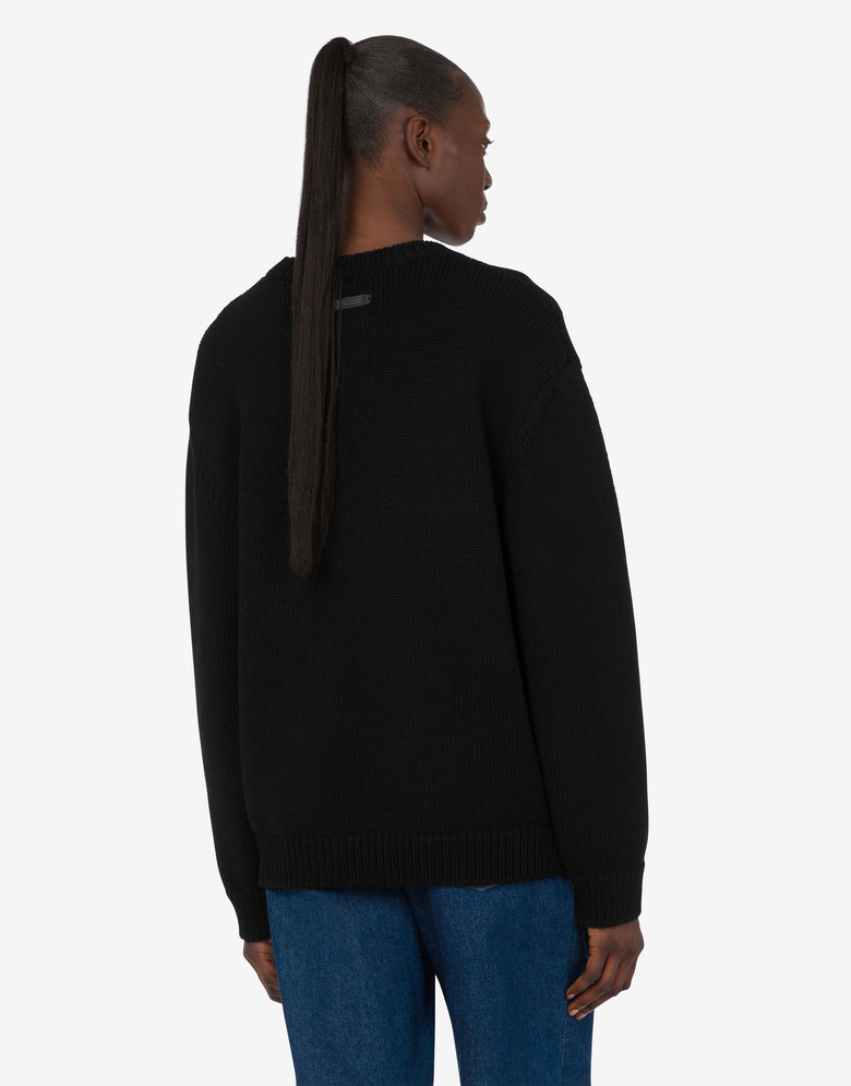 Pullover in lana merino ricamato Nero Moschino 3