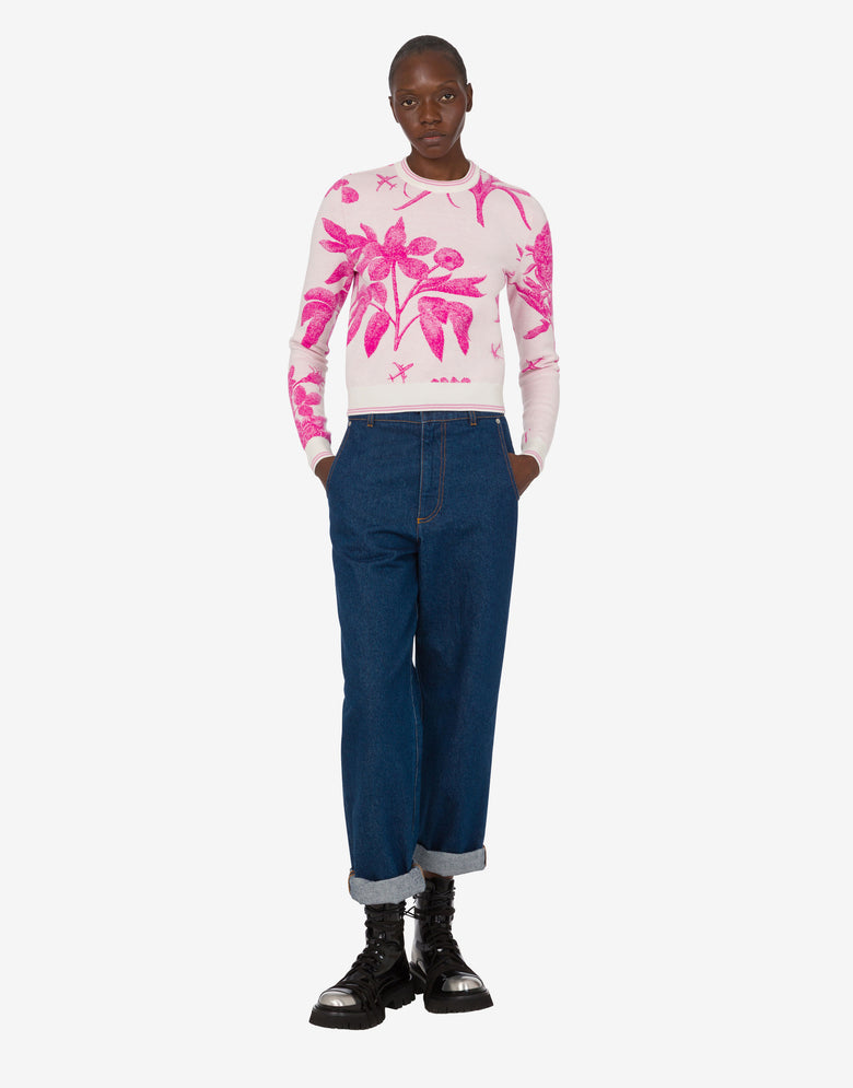 Pullover aus Stretchwolle Weiß Moschino 1