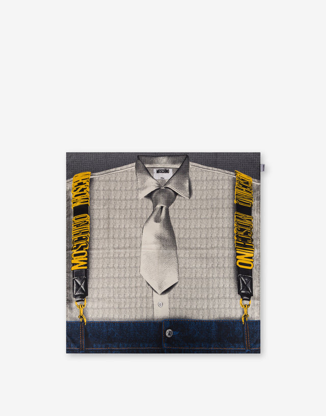 Foulard in twill di seta stampato Bianco Moschino 0