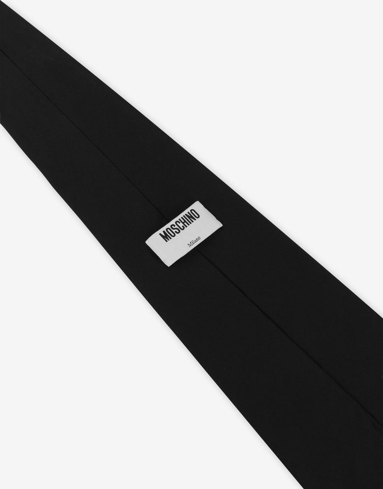Cravate en popeline de coton brodée Noir Moschino 2