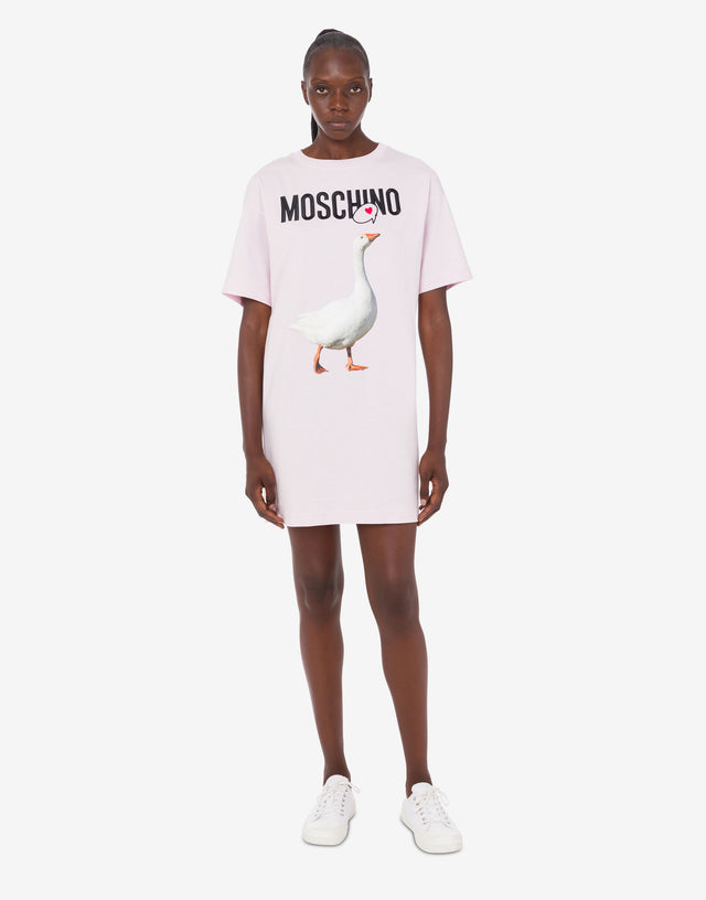 Abito in jersey di cotone organico Goose Rosa confetto Moschino 0