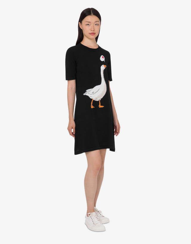 Abito in maglia di cotone Goose Nero Moschino 0