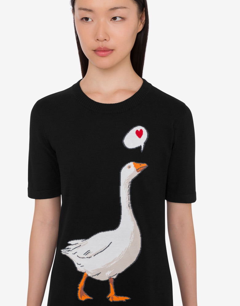 Goose cotton knit dress Black Moschino 3