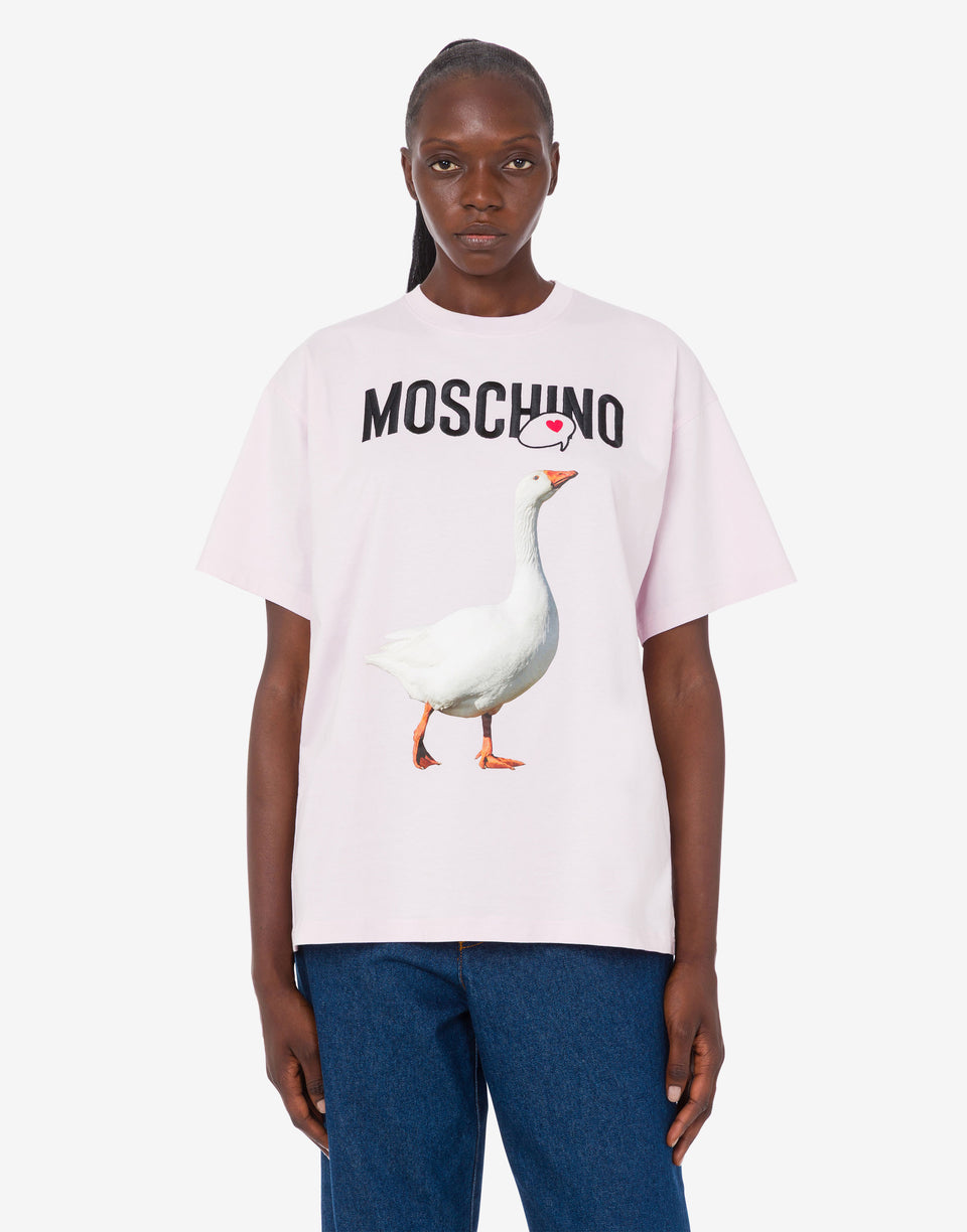 Goose organic cotton jersey T-shirt Confetti pink Moschino 0