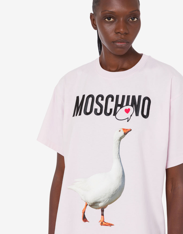 Goose organic cotton jersey T-shirt Confetti pink Moschino 4