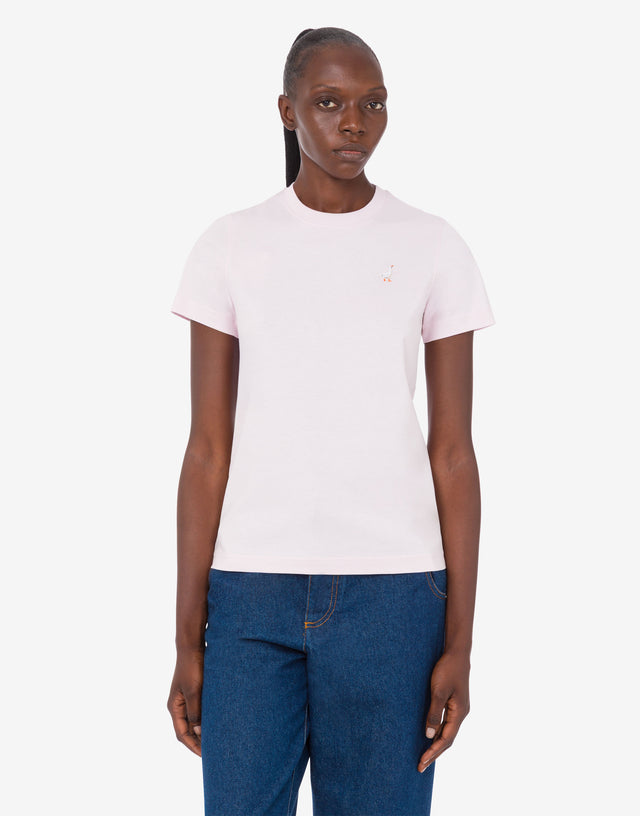 T-shirt in jersey di cotone organico Goose Rosa confetto Moschino 1