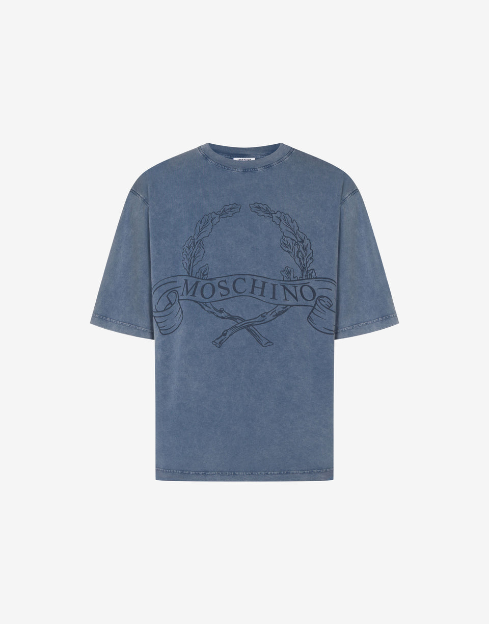 Laurel Crown T-Shirt aus Bio-Baumwolljersey Blau Moschino 0