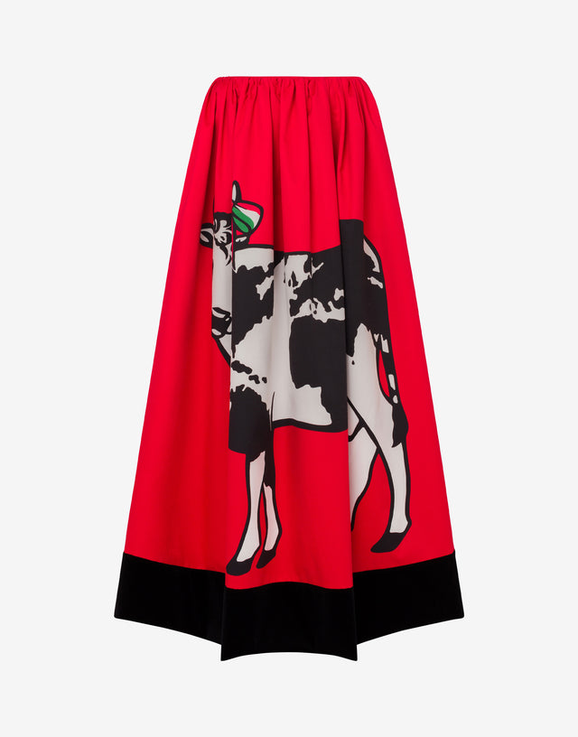 Cotton gabardine skirt Archive Red Moschino 0