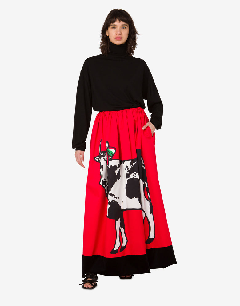 Cotton gabardine skirt Archive Red Moschino 1
