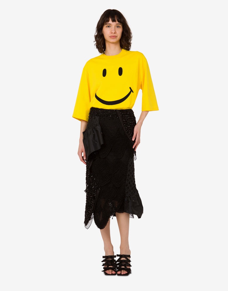 Gonna in organza di seta ricamata Nero Moschino 1