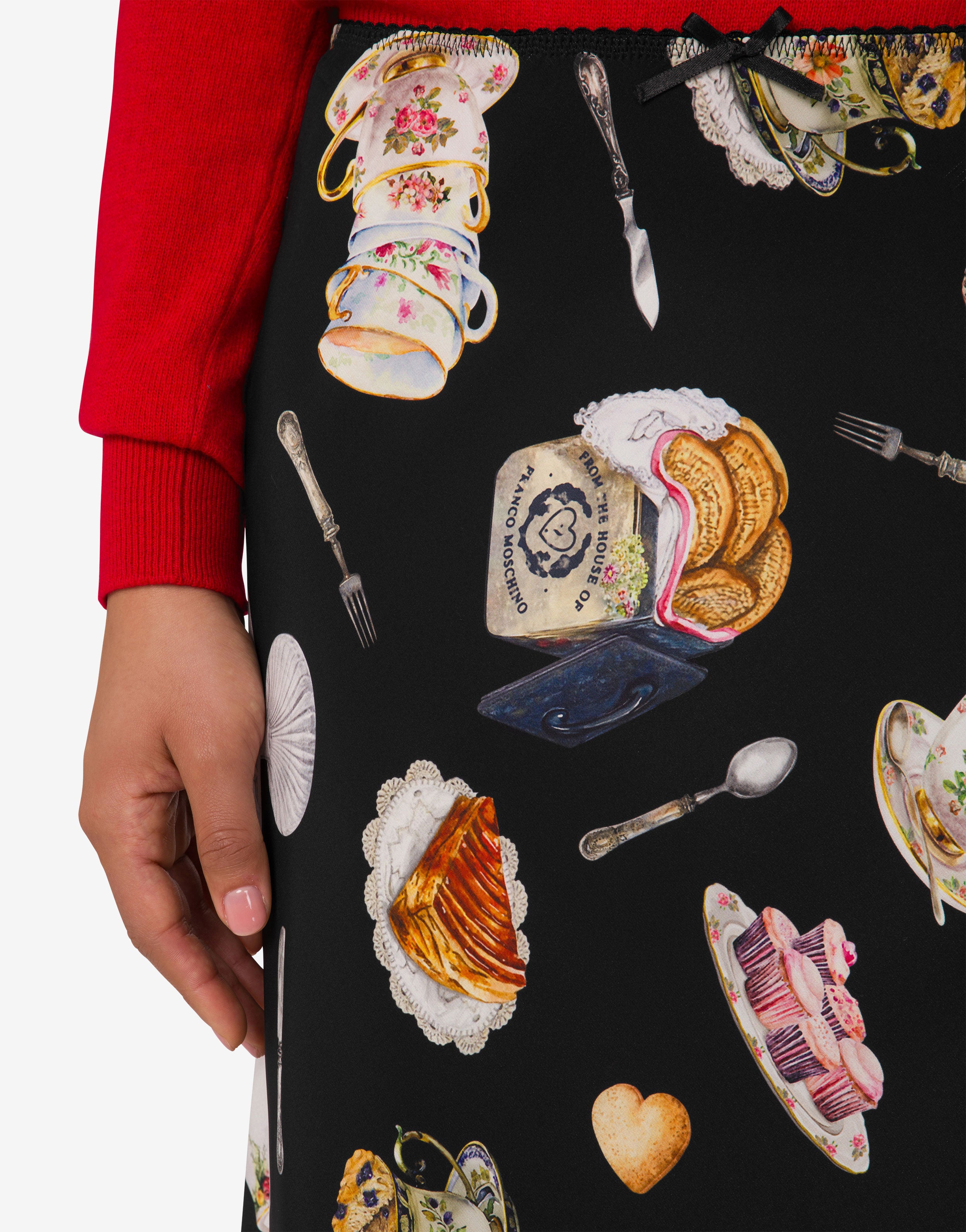 Printed silk satin skirt | Moschino