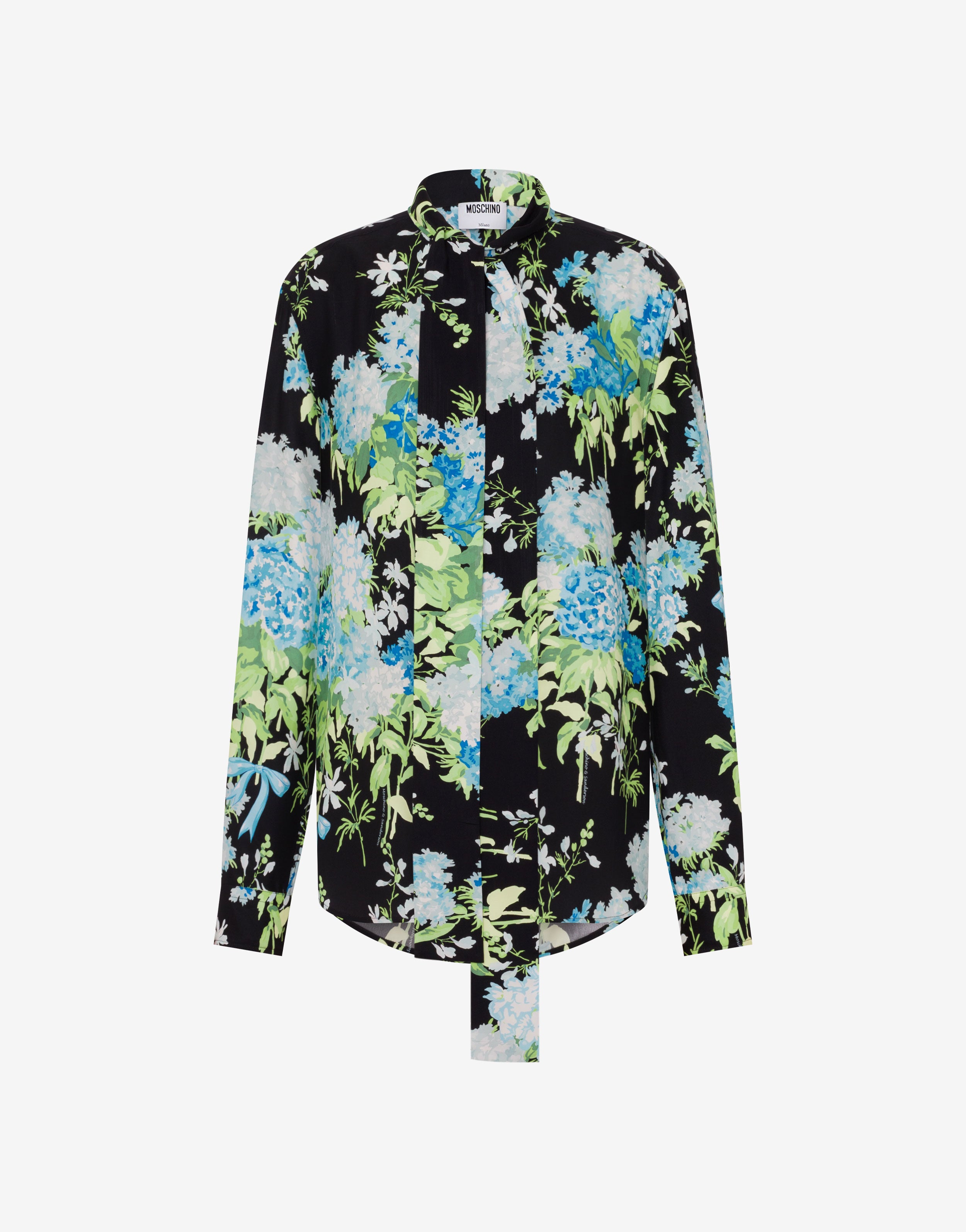 Printed silk satin shirt