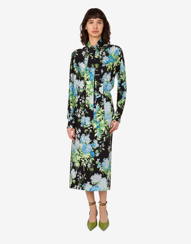 Printed silk satin shirt Black Moschino 1