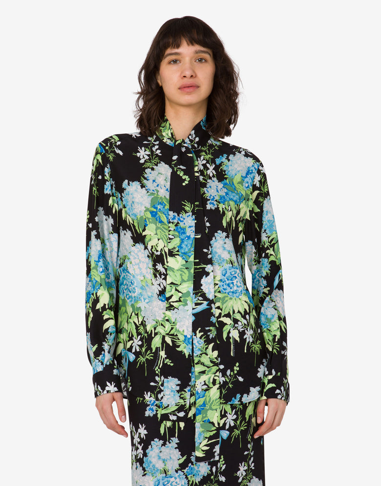 Printed silk satin shirt Black Moschino 2
