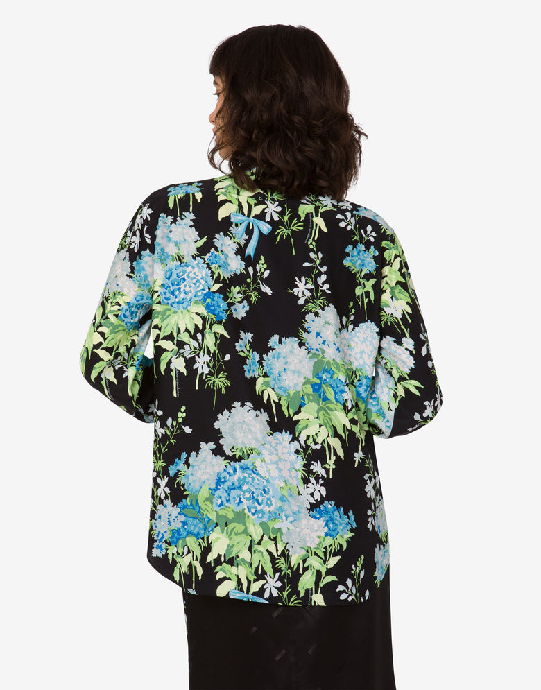 Printed silk satin shirt Black Moschino 3