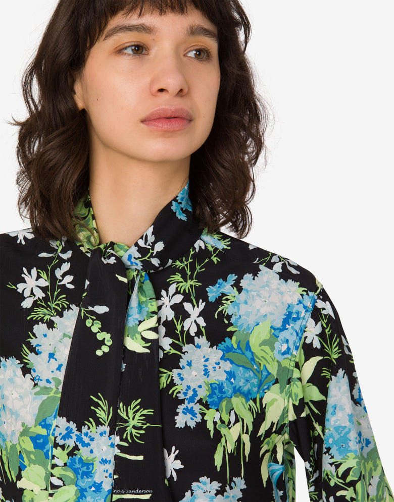 Printed silk satin shirt Black Moschino 4
