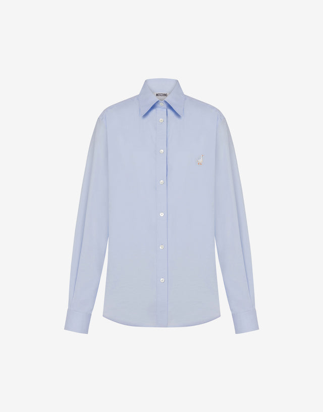 Cotton poplin shirt Goose Azure Moschino 0