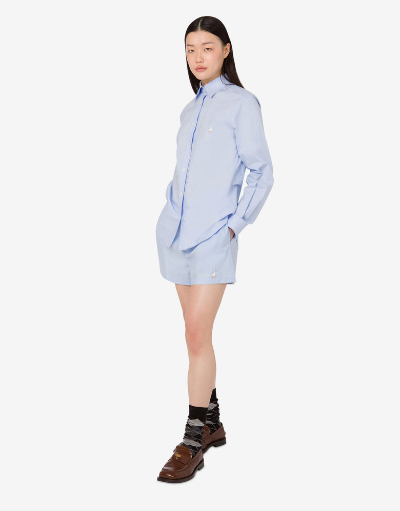 Cotton poplin shirt Goose Azure Moschino 2