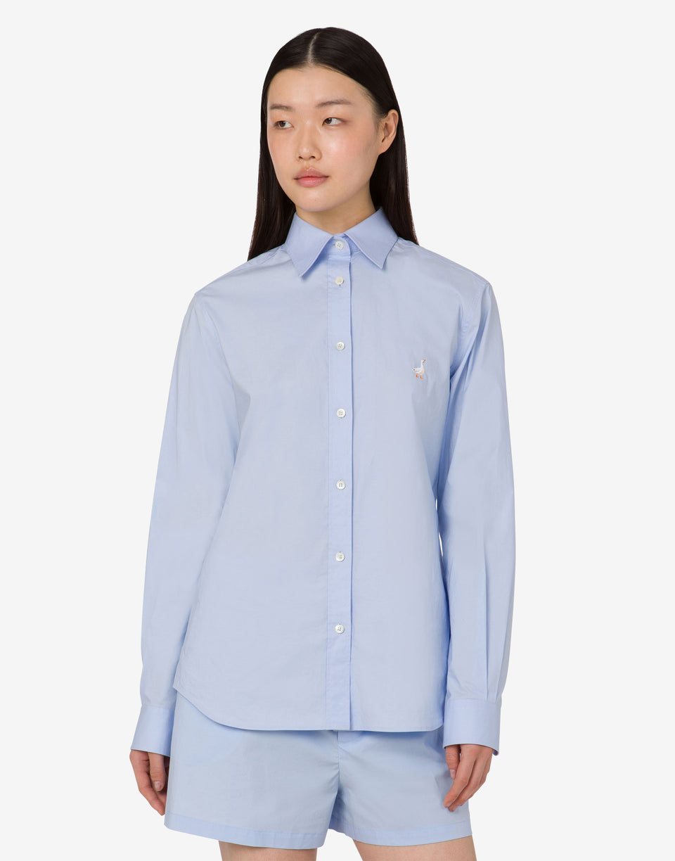Cotton poplin shirt Goose Azure Moschino 0
