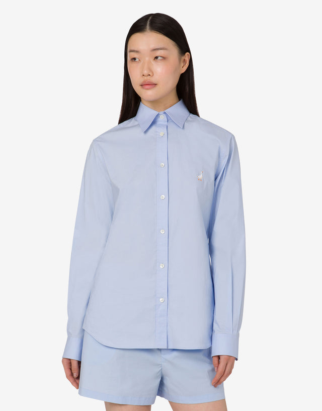Camicia in popeline di cotone Goose Azzurro Moschino 0
