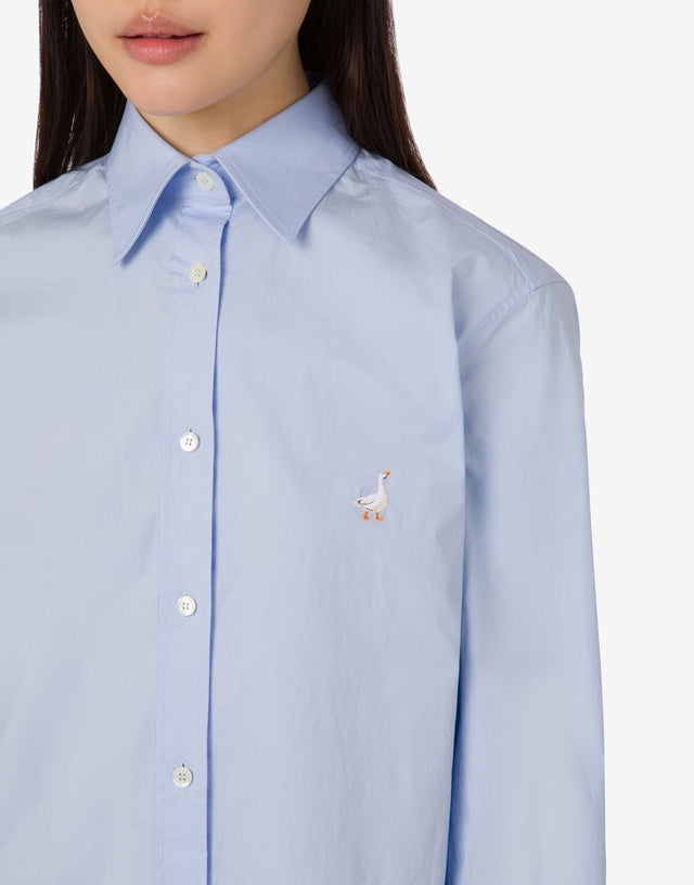 Camicia in popeline di cotone Goose Azzurro Moschino 1