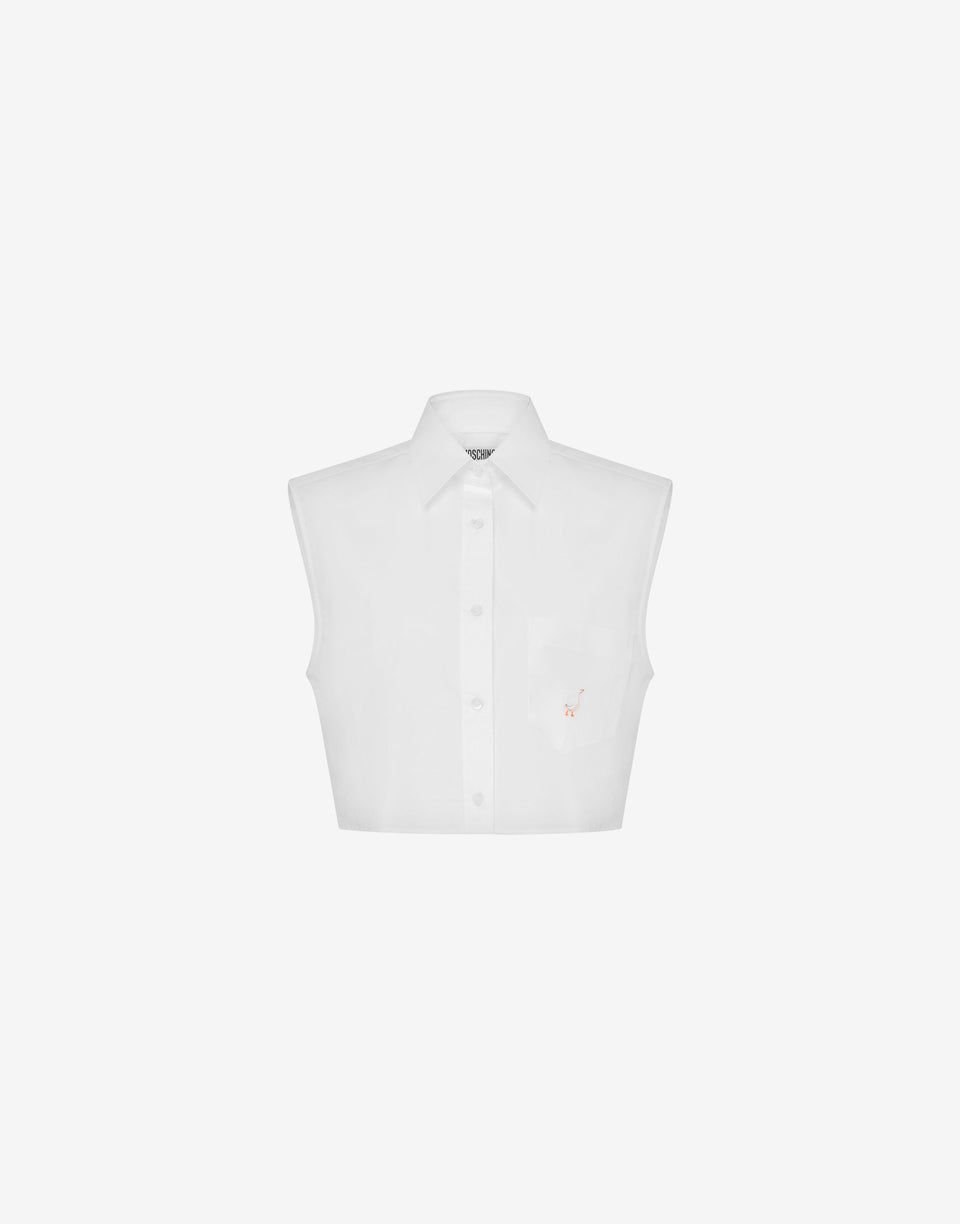 Cotton poplin crop shirt Goose White Moschino 0