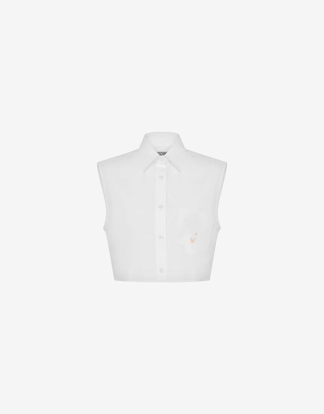 Cotton poplin crop shirt Goose White Moschino 0
