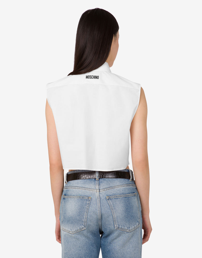 Cotton poplin crop shirt Goose White Moschino 3