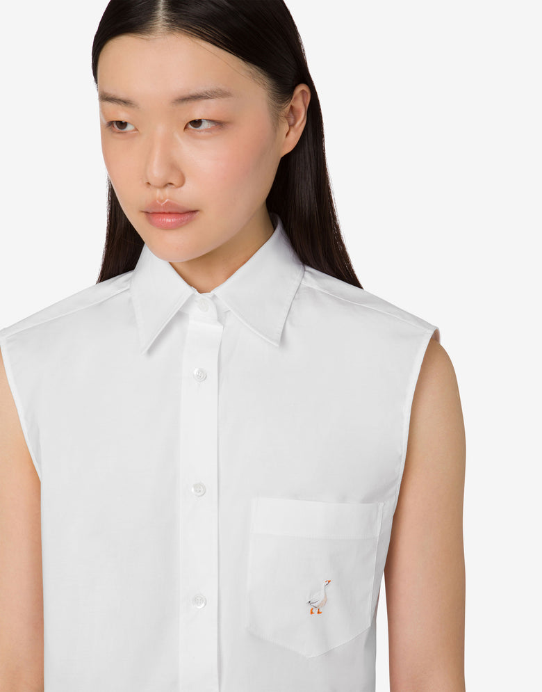 Cotton poplin crop shirt Goose White Moschino 4