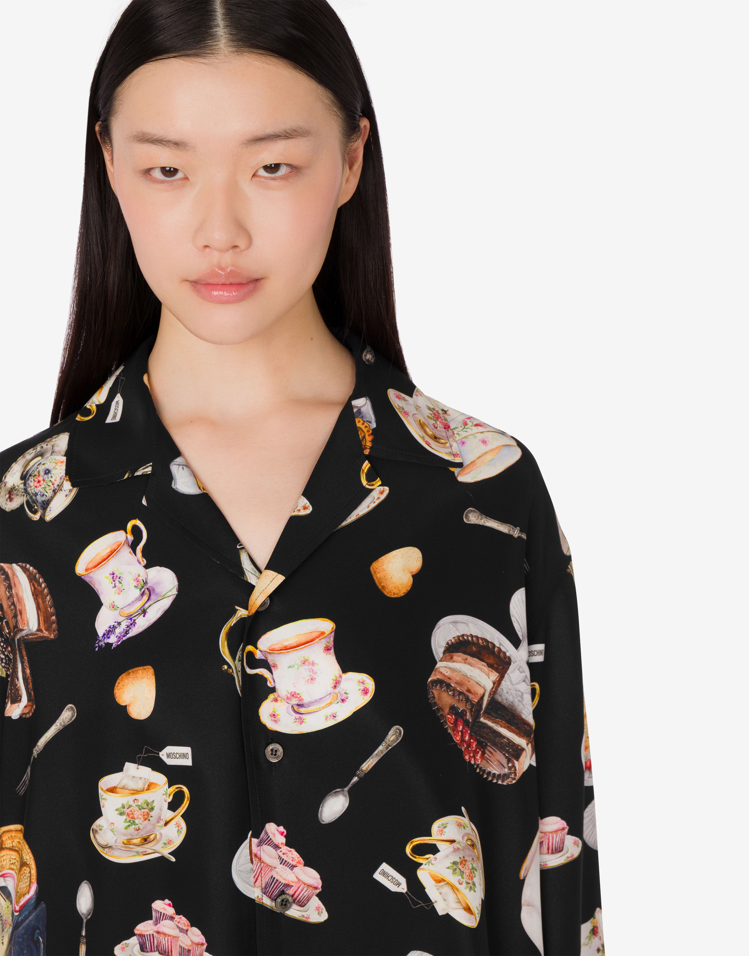 Printed silk satin shirt | Moschino