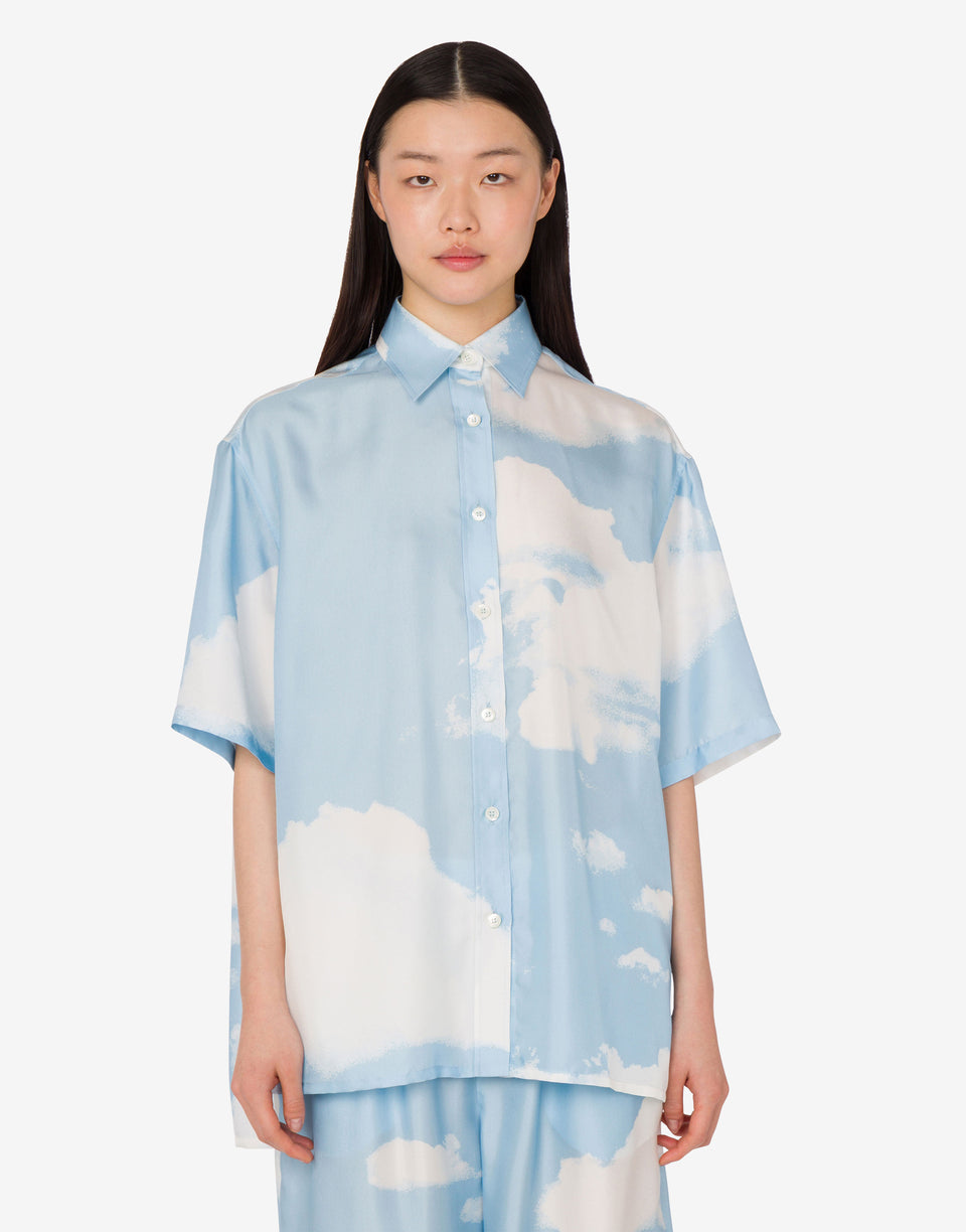 Silk twill shirt Archive Clouds Azure Moschino 0