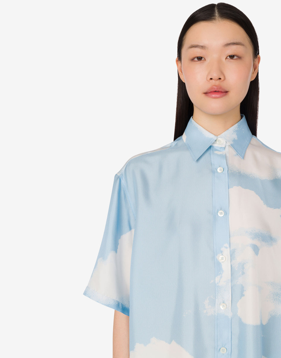 Silk twill shirt Archive Clouds Azure Moschino 1