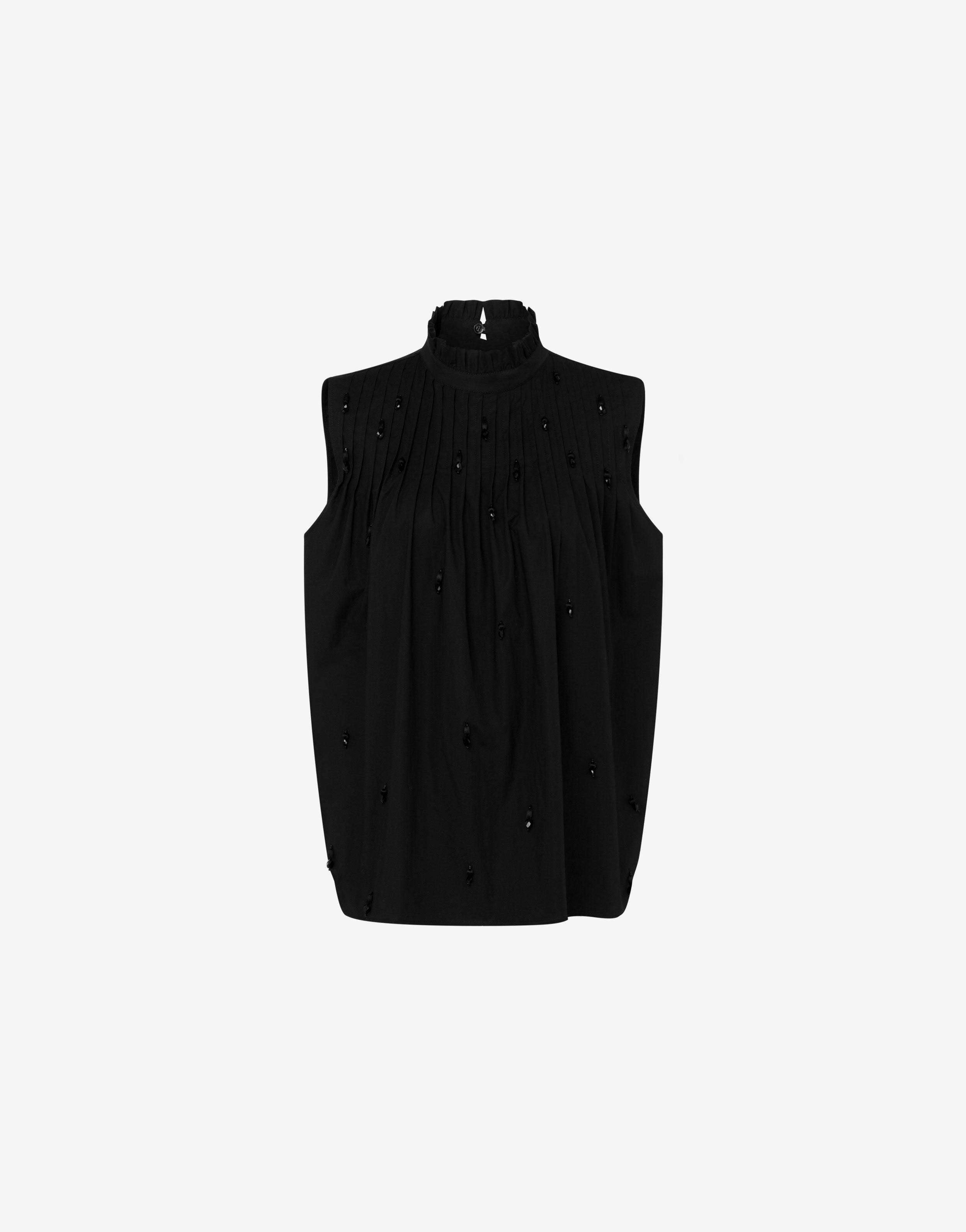 Embroidered cotton poplin top