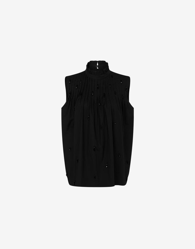Embroidered cotton poplin top Black Moschino 0