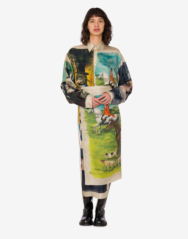 Printed silk twill shirt Multicoloured Moschino 1